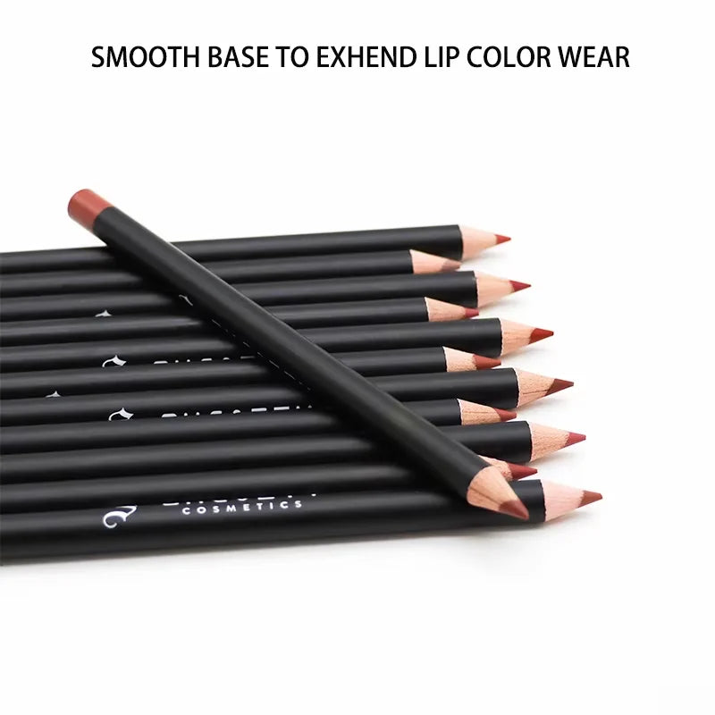 12 color matte lip liner set, lipstick pen in 12 colors, gift set, durable lip makeup
