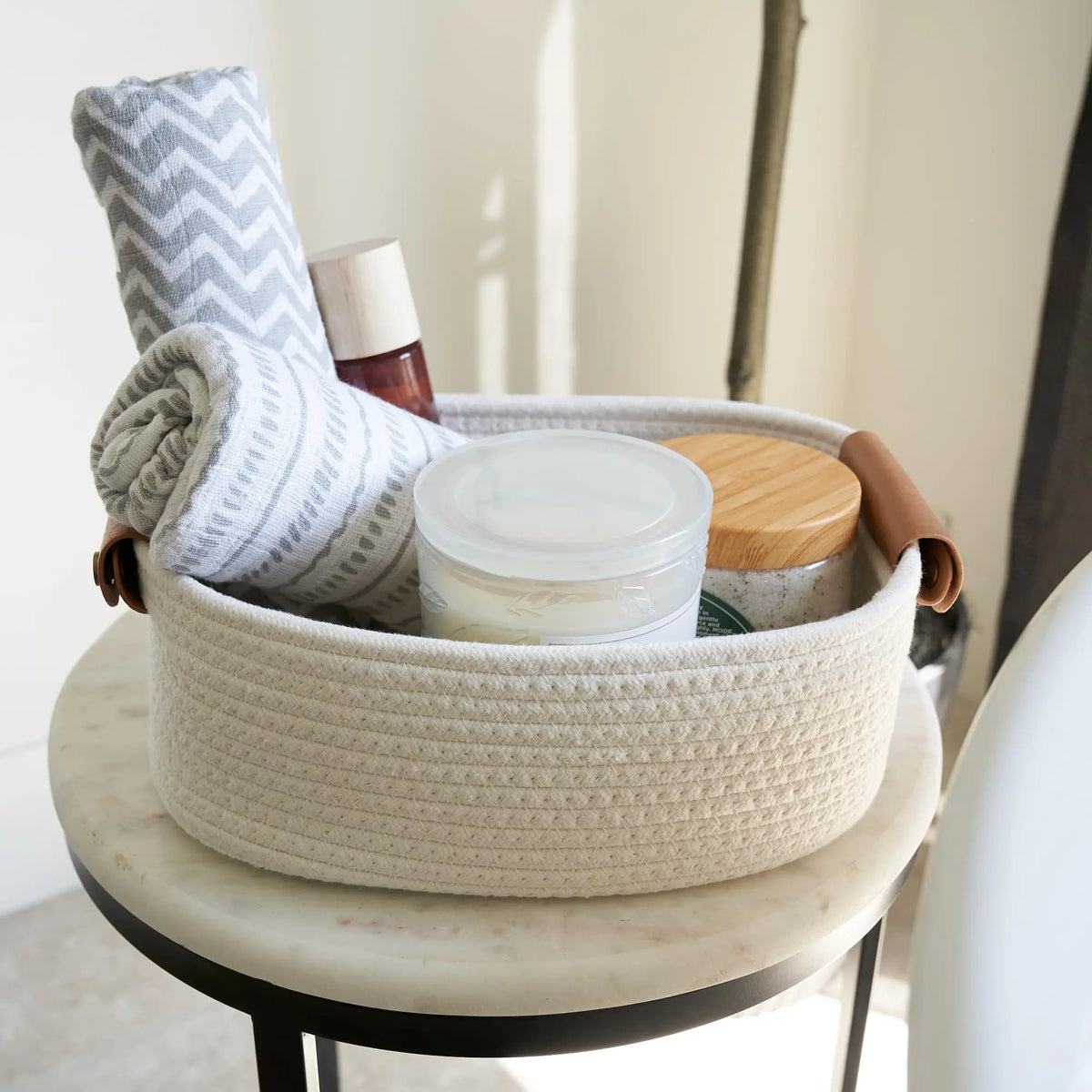 Beautiful Storage Basket Set Of 5 - Sturdy Rope Baskets for Shelves Are Perfect for Organizing Your Home - Quality Storage Bins Easily Fit with Bedroom Decor, Shelf Baskets