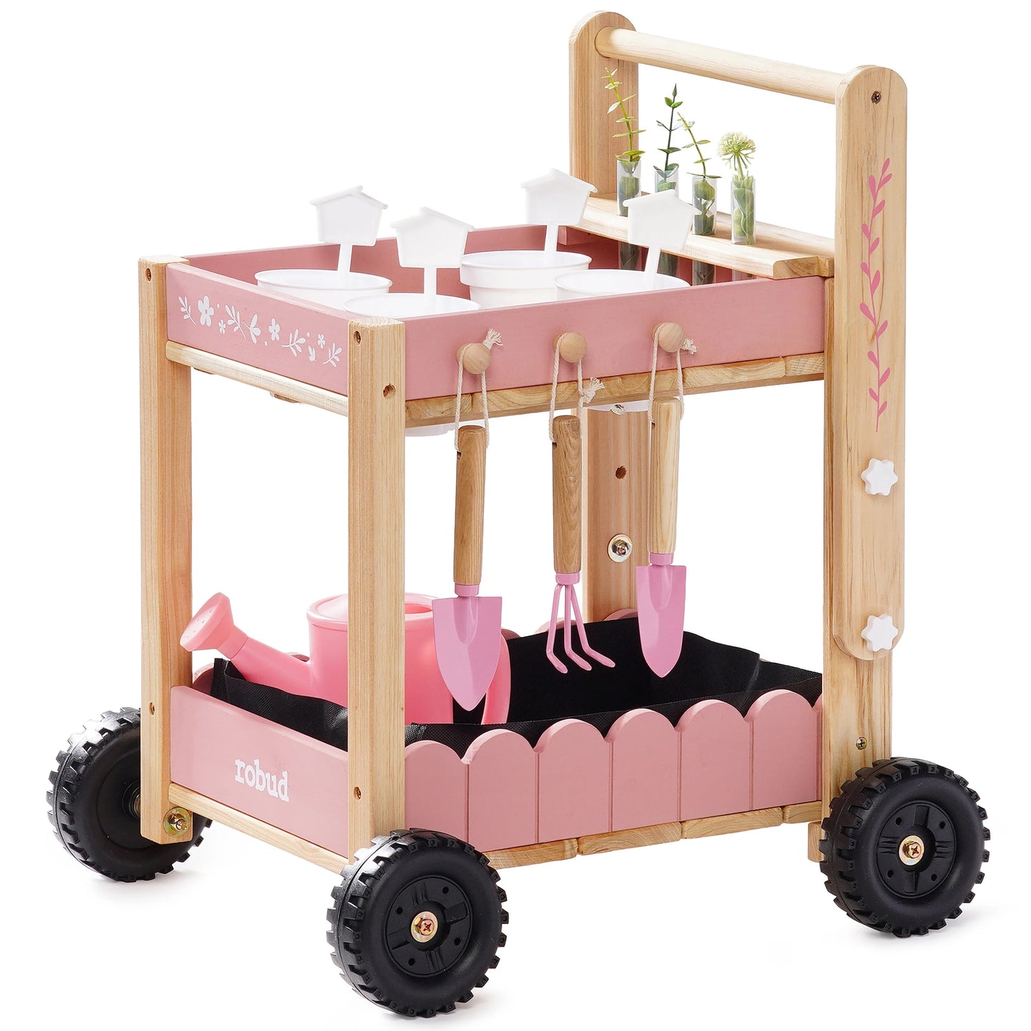 ROBUD Wooden Mud Kitchen Outdoor for Kids with Removable Sink Faucet Garden Tools Accessories Pretend Play Kitchen Toy Montessori Outdoor Toy Gift for Boys Girls Age 3+