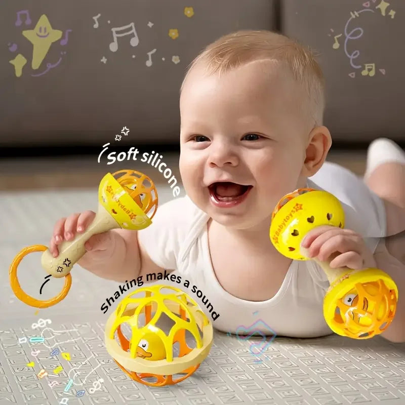 3pcs Baby Rattles 0 12 Months Baby Educational Toys Shaker Grab Spin Set Sensory Educational Newborn Gift for Infant Boy Girls