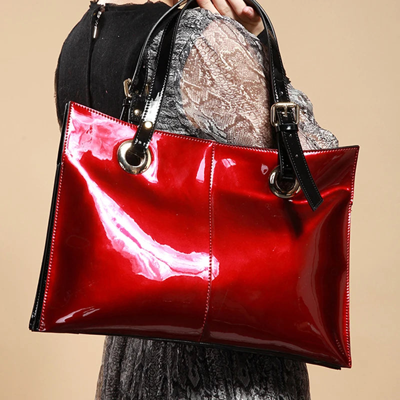 Patent Leather Handbags For Women Designer Luxury Tote Bag Large Capacity