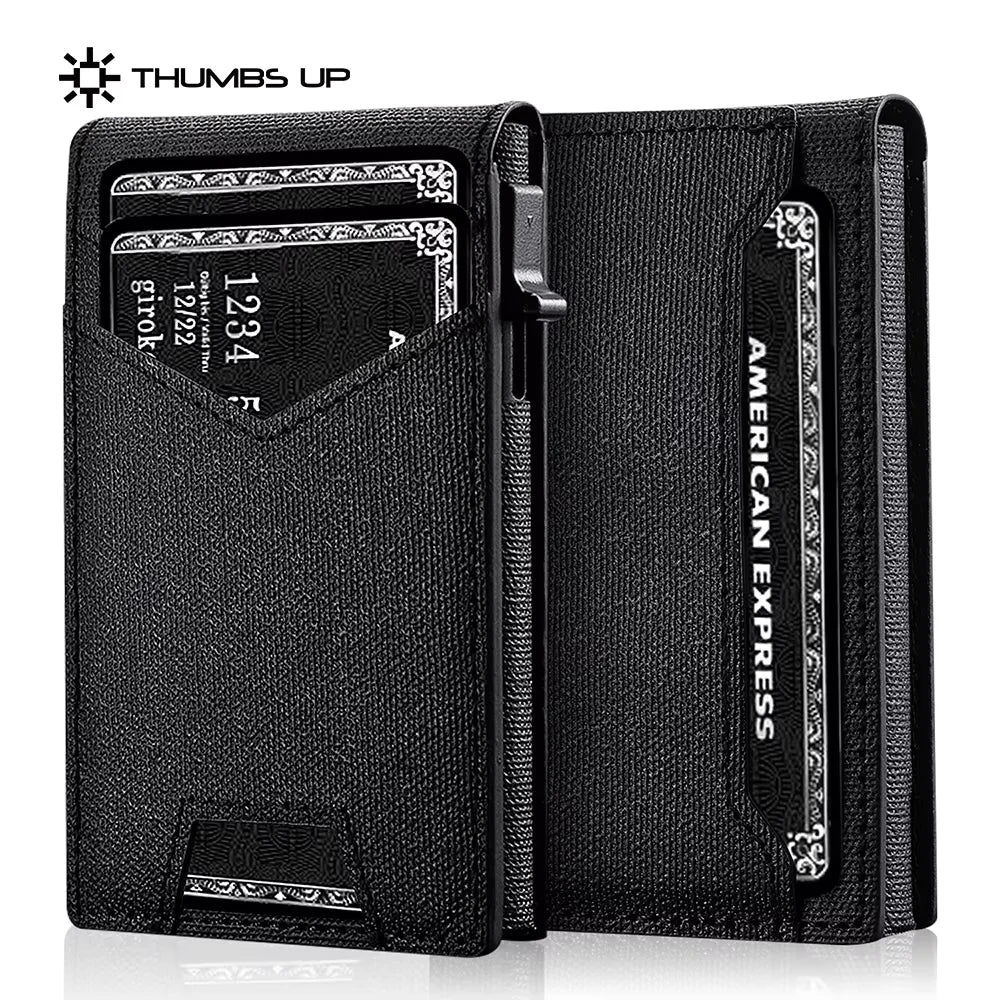 IWANTTI Minimalist Slim Cardholder for Men, Premium Fabric Wallet with Card Ejector, RFID Blocking Front Pocket Stylish Design