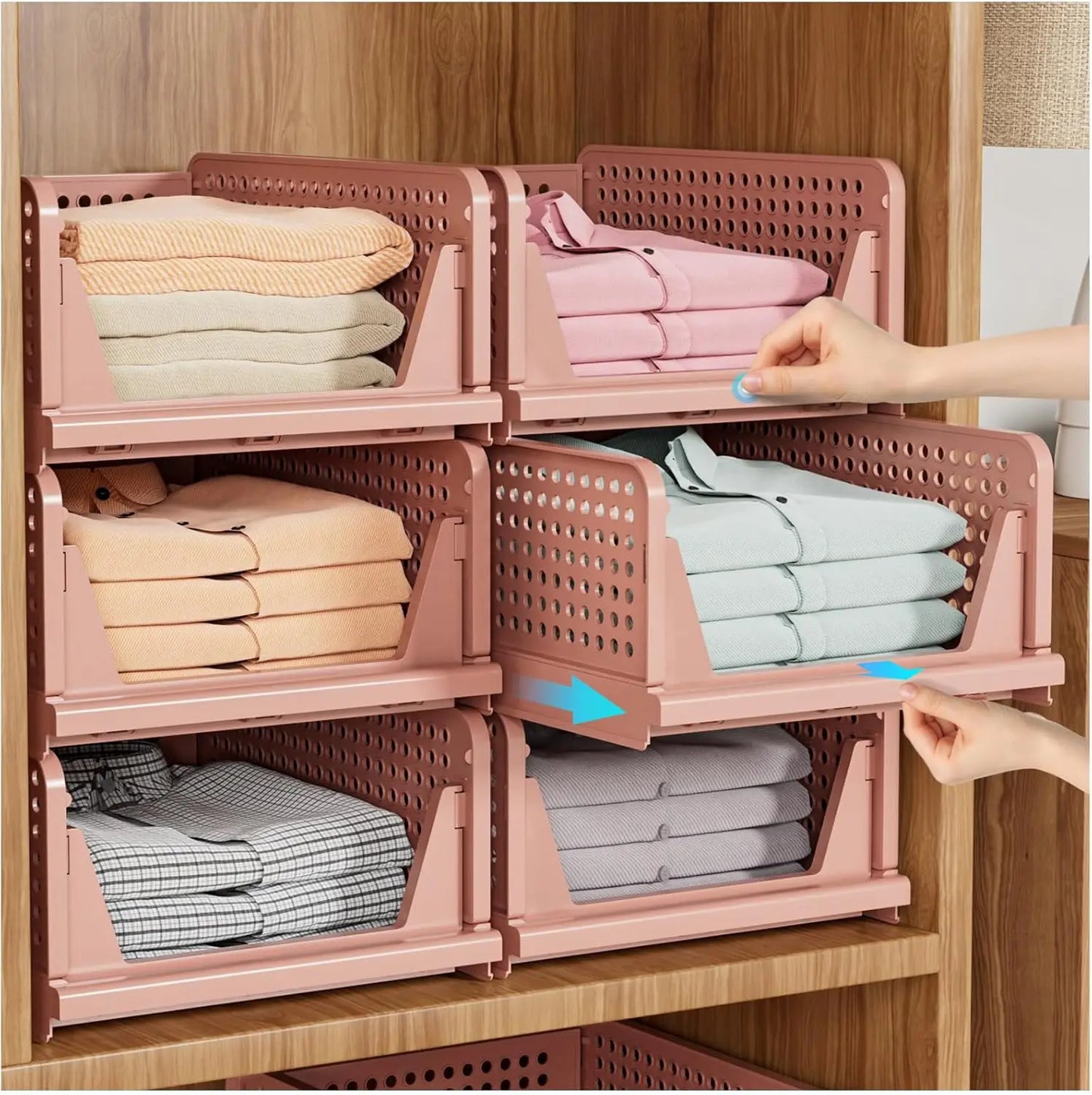 Stackable Closet Storage Basket 5 Pack Multifunctional Foldable Organizer