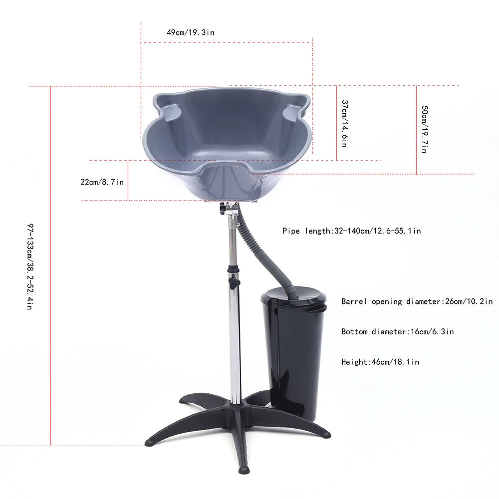 Portable Adjustable Shampoo Bowl Backwash Basin for Beauty Salons
