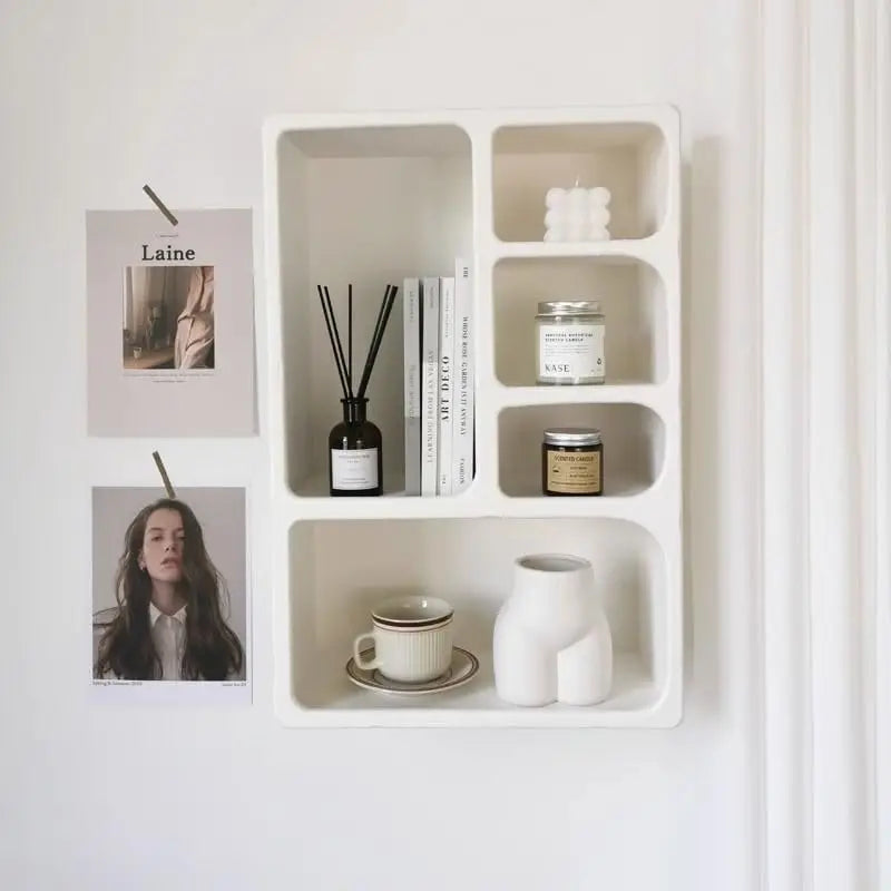 Bymaocar Wall Mounted Storage Cabinet Floating Shelf With 5 Compartments