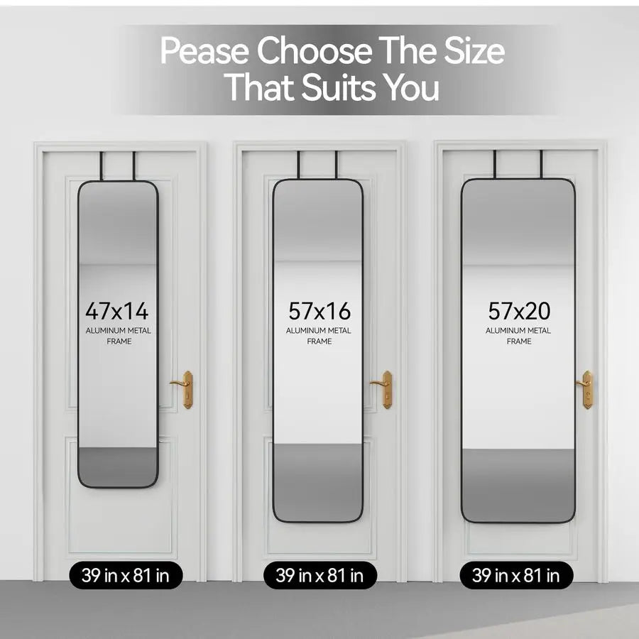 Rectangle Full Body Mirror With Aluminum Alloy Frame For Door Hanging Wall Mount