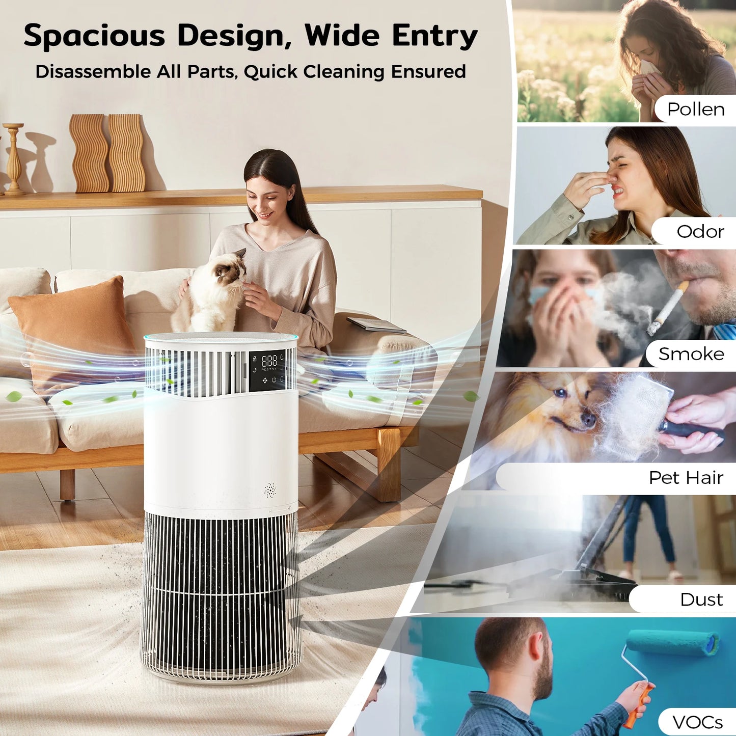 P2 Air Purifier For Pet Allergies CADR 450 Odor Neutralization