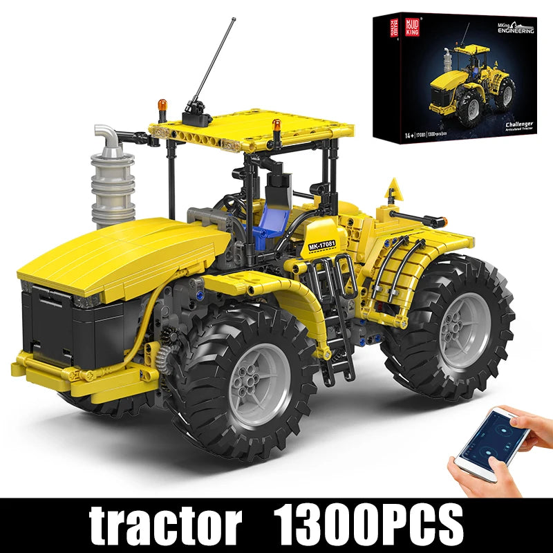 Mould King 17081/17082 Technical Car Toys The RC Challenger Articuated Tractor Building Block Enginerring Truck Brick Kids Gift
