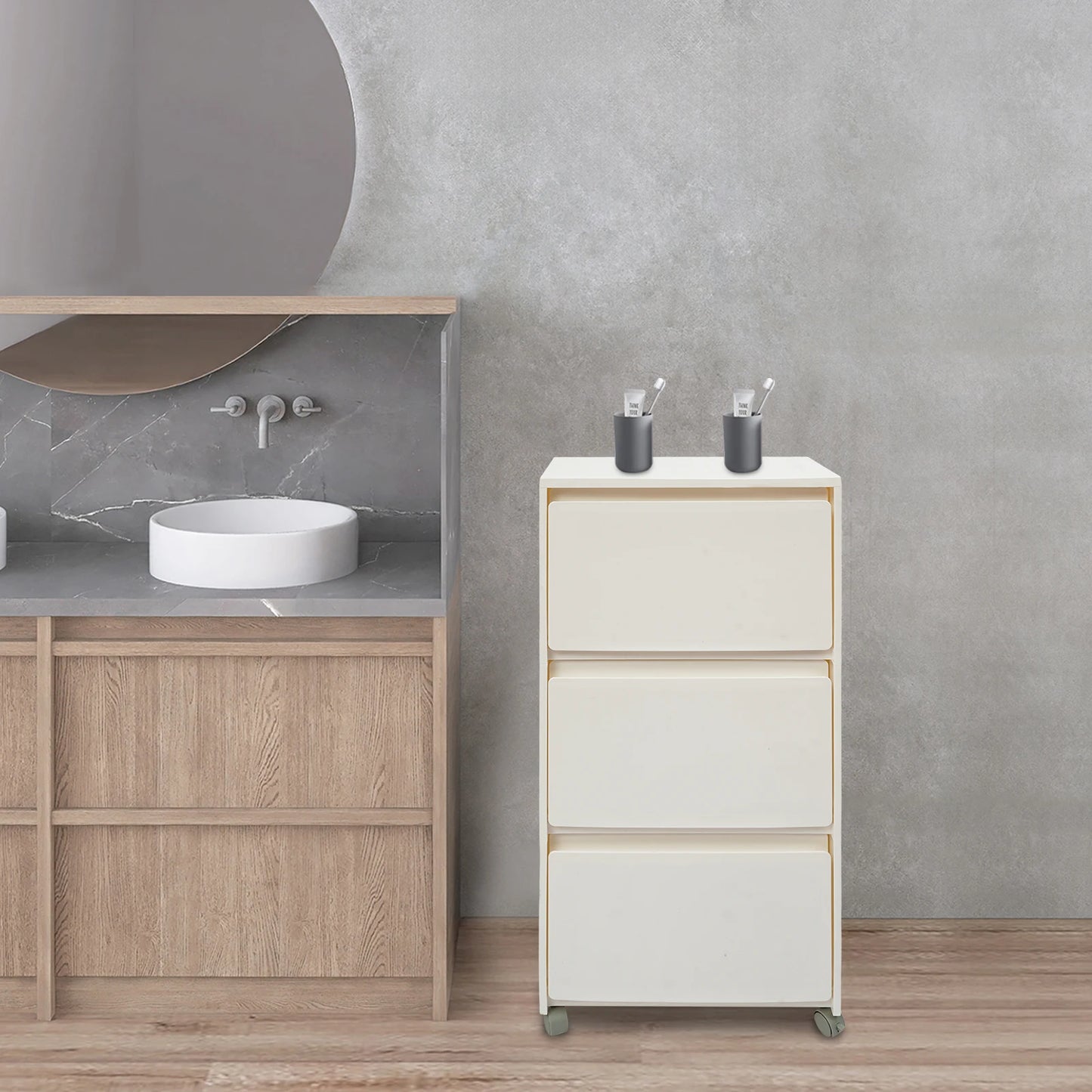Bymaocar 3 Tier Bathroom Storage Shelf With Wheels