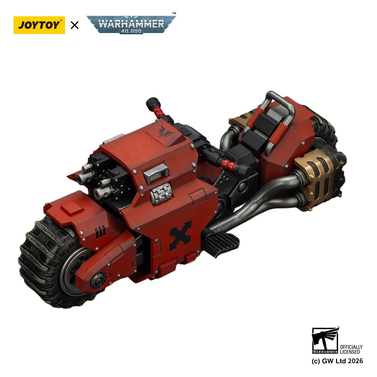 JOYTOY Warhammer 40K 1/18 Action Figure Blood Angels Raider-pattern Combat Bike with twin-linked bolt rifles Model