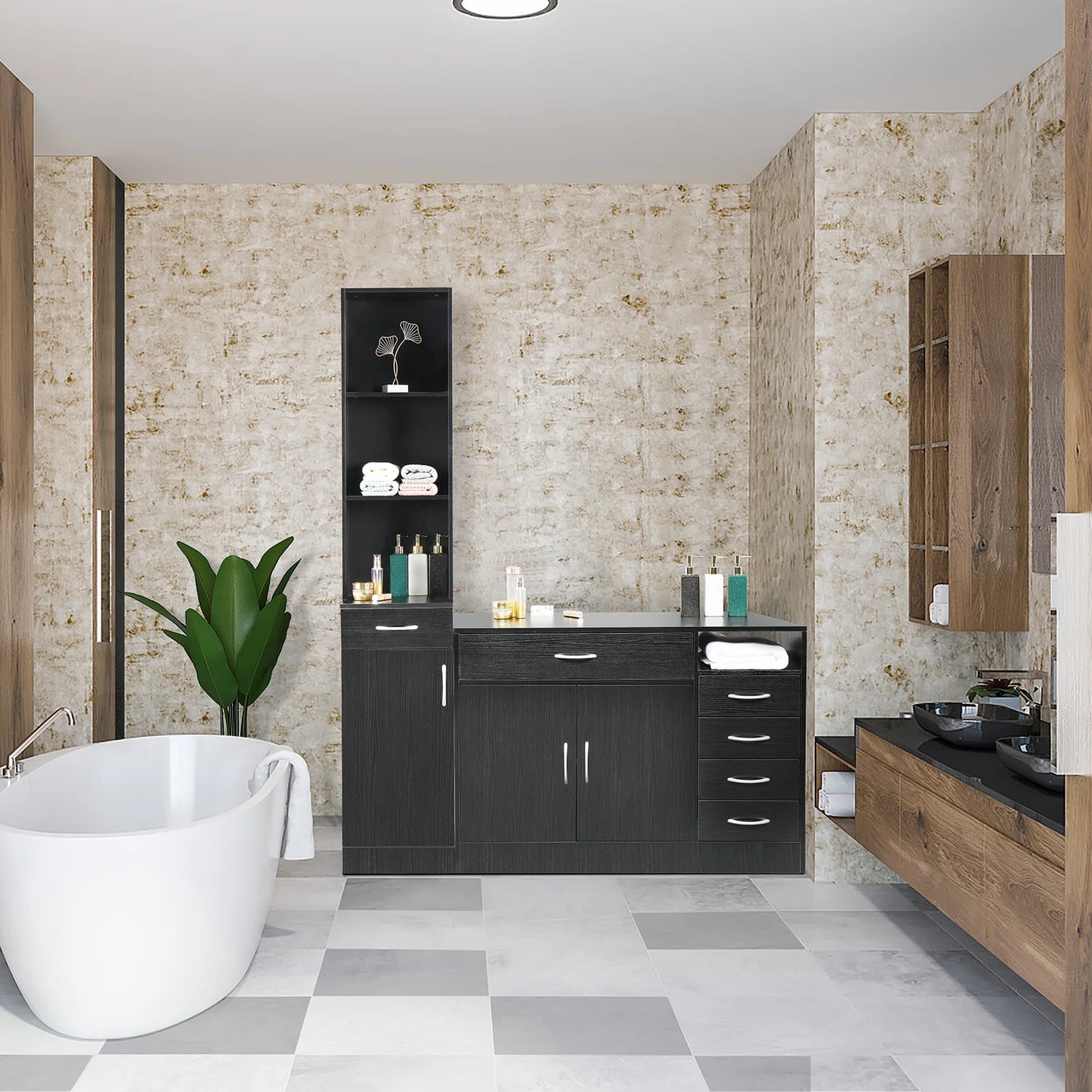 MDF Triamine One Door One Drawer Three Compartments Wall Cabinet