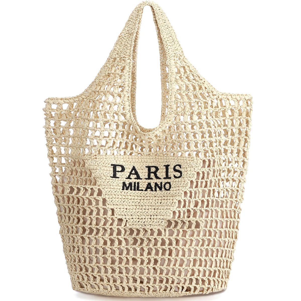 Straw Beach Bags for Women - Women Beach Handmade Woven Tote Bag, Summer Mesh Hollow Shoulder Bag for Holiday