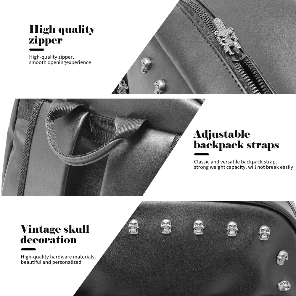 Motorcycles Accessories Bag 3D Skull PU Leather Bag Waterproof Men Women Motocycle Motorcycle Backpack Travel Bag Large PU leather