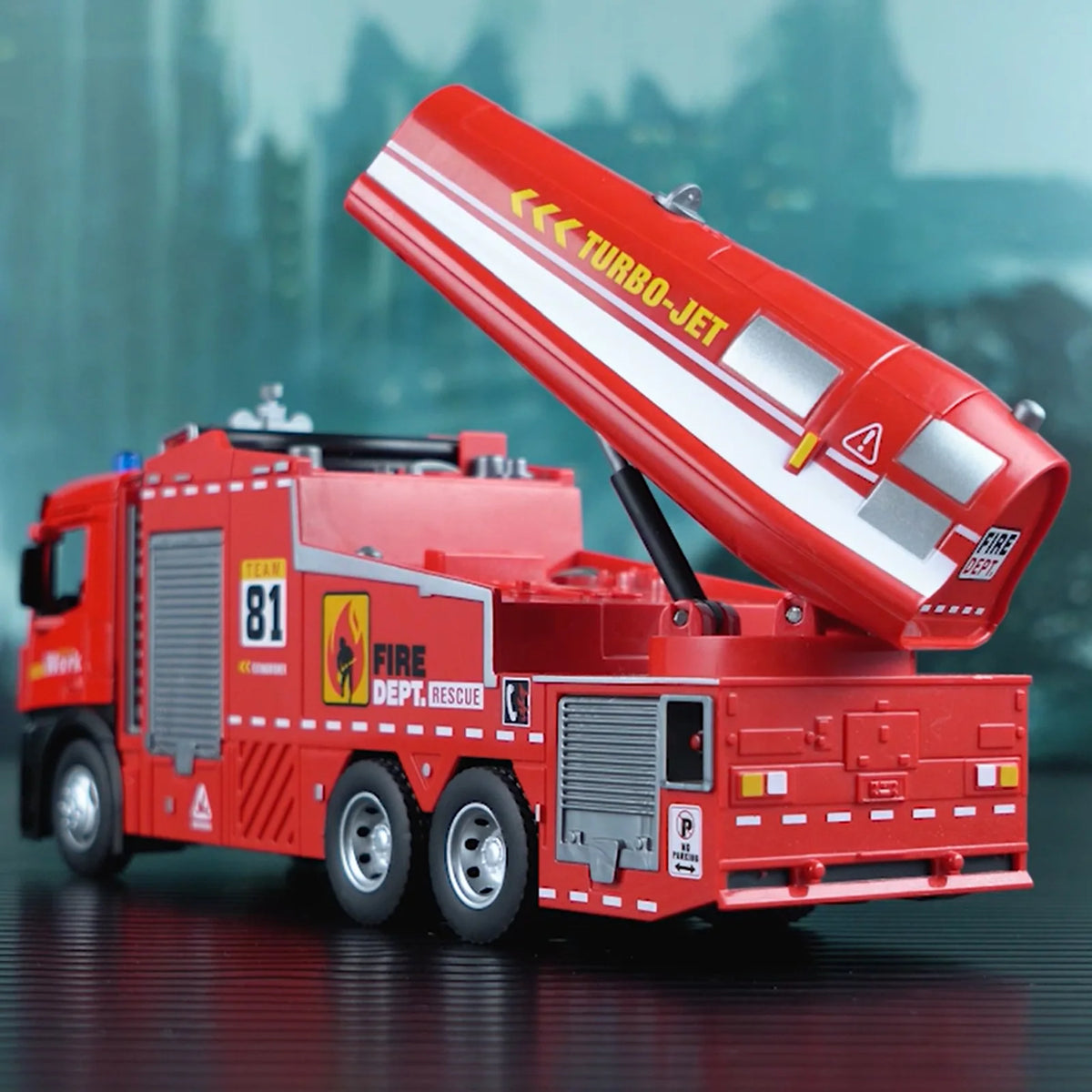 Diecast Fire Truck Toy With Lights Music And Water Spray