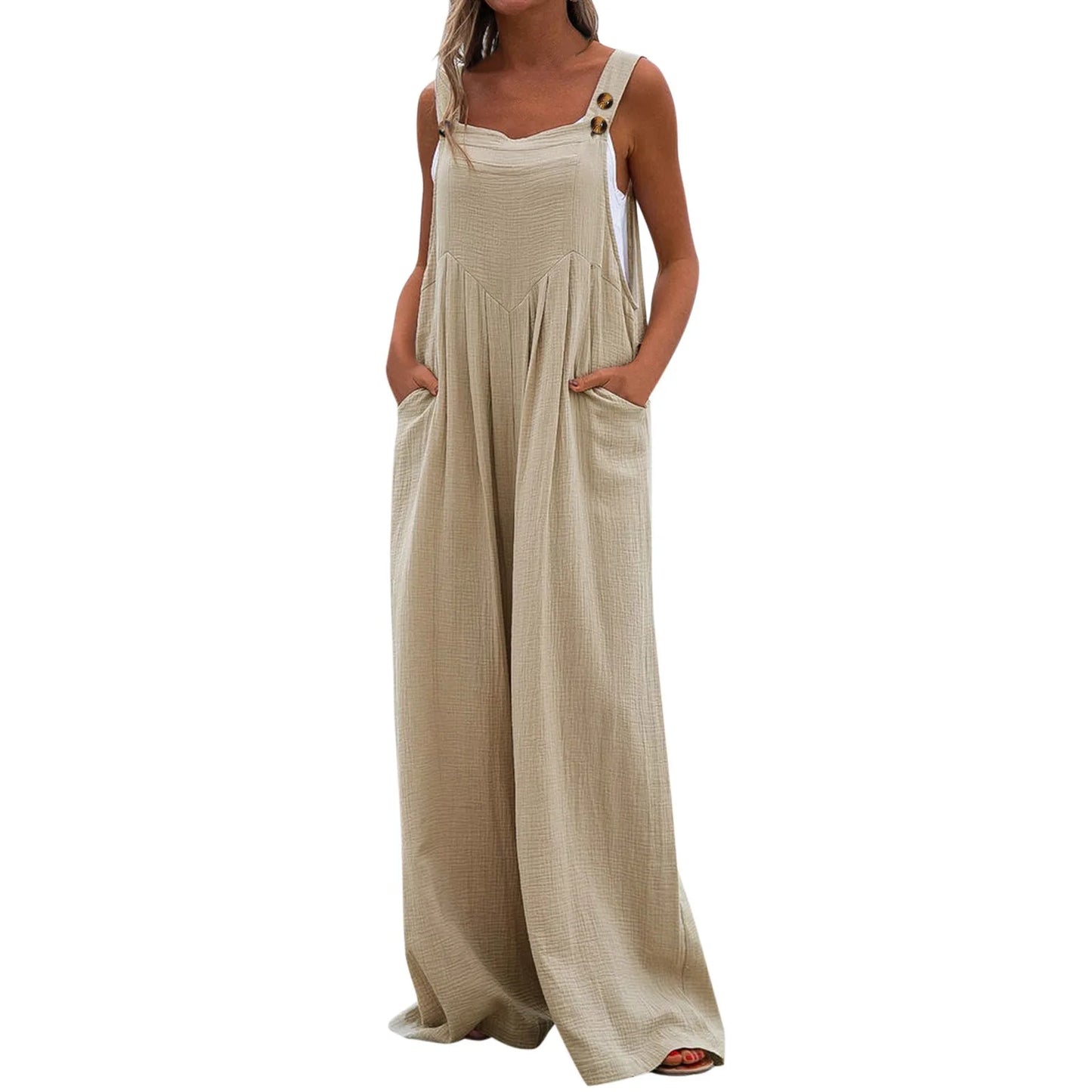 Womens Dressy Casual Solid Jumpsuit With Pockets Straps