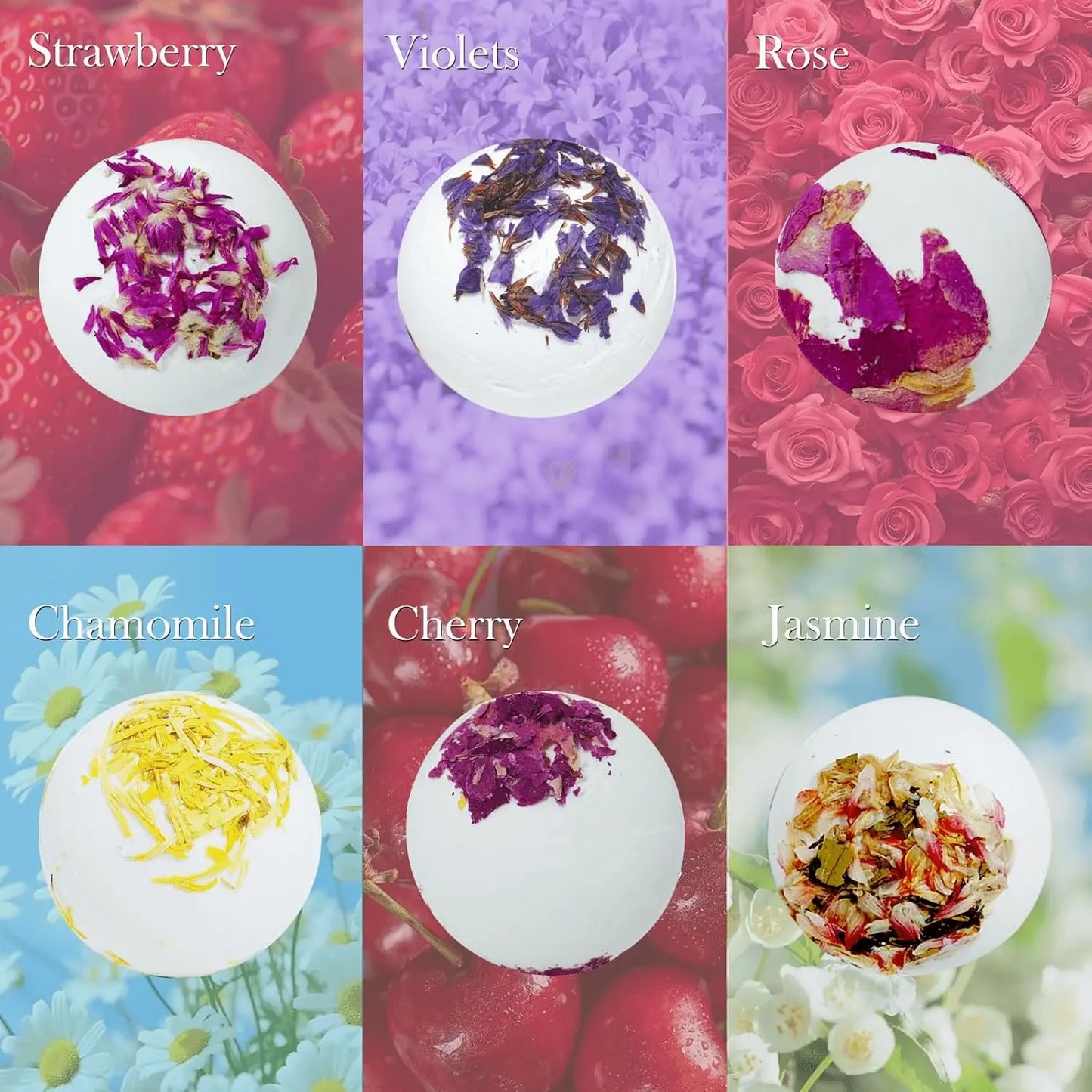 Bath Bombs with Real Dried Flower Petals, 12 Pack Handmade Spa Gift Set for Women, Moisturizing Natural Essential Oil Fizzies