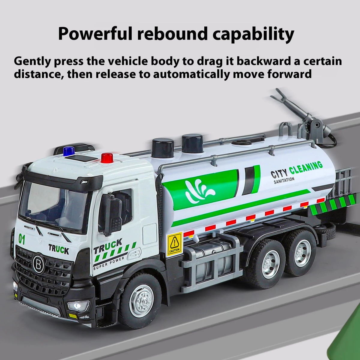 Diecast City Sprinkler Truck Toy With Sound And Lights