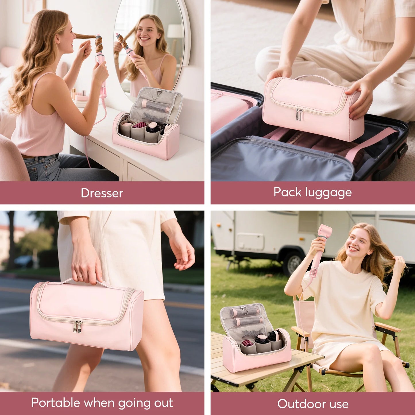 LYSMOSKI 5 In 1 High Speed Hot Air Styler Frizz Free Hair Dryer Travel Bag