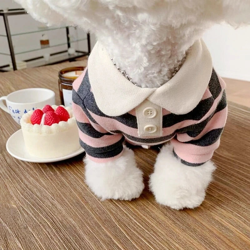 Summer Polo Shirt For Dogs Stripe Style Sweatshirt Cooling Vest