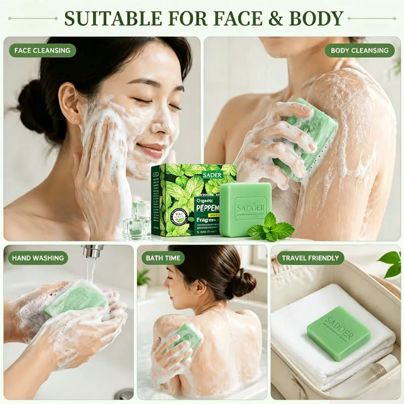 6PCS 4-In-1 Handmade Soap, Face & Body Cleansing, Gentle Cleansing, Moisturizing Care, Making Skin More Hydrated, Delicate And Smooth, Suitable For Daily Face Washing And Full-Body Bathing, Includes: Mint, Sea Salt, Jasmine,