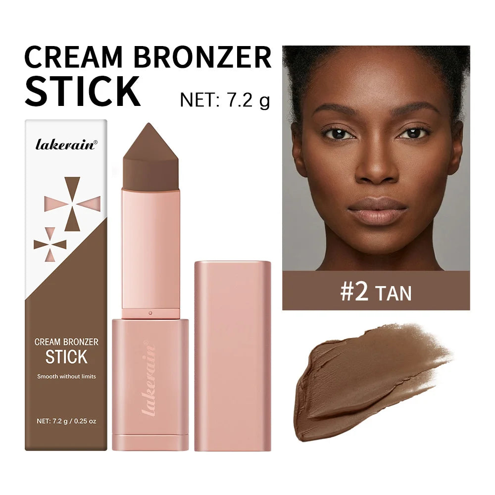 2Pcs Cream Bronzer Stick Smooth Blendable Face Contour Shading Stick Waterproof Long Lasting Natural Sun‑Kissed Bronzing Makeup For All Skin Tones