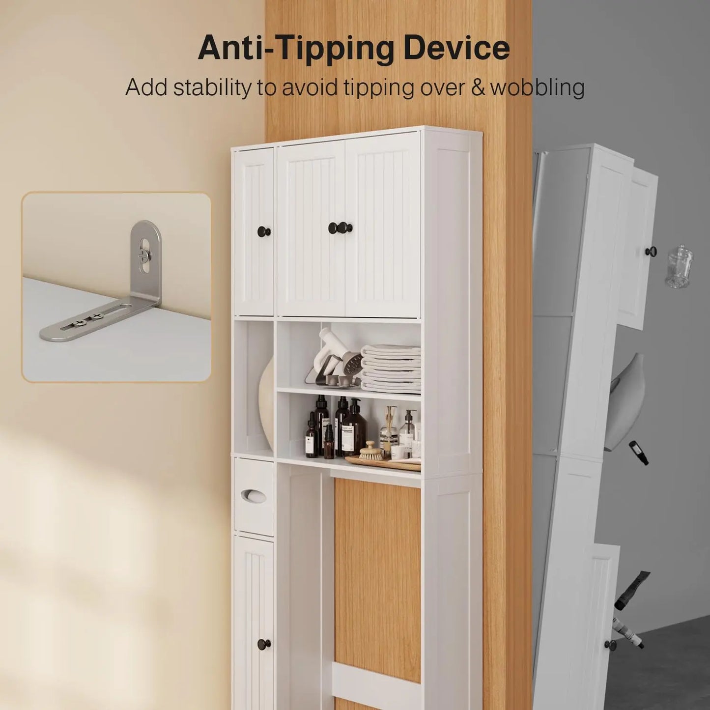 Over The Toilet Storage Cabinet With Five Barn Doors