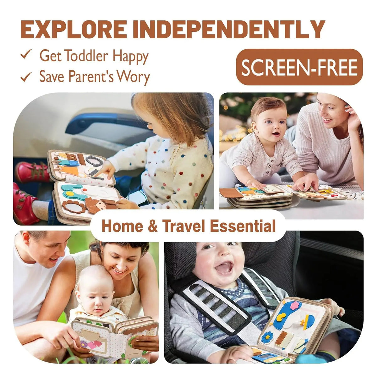 Children's baby Early Education Intelligence Learning baby Toys Felt Learning Board, Busy Board, Busy Book, Cloth Book, Including Life Skills, Alphabet, Numbers, Shapes Colors, Animals, Weather, Toddler Travel Toys, Birthday