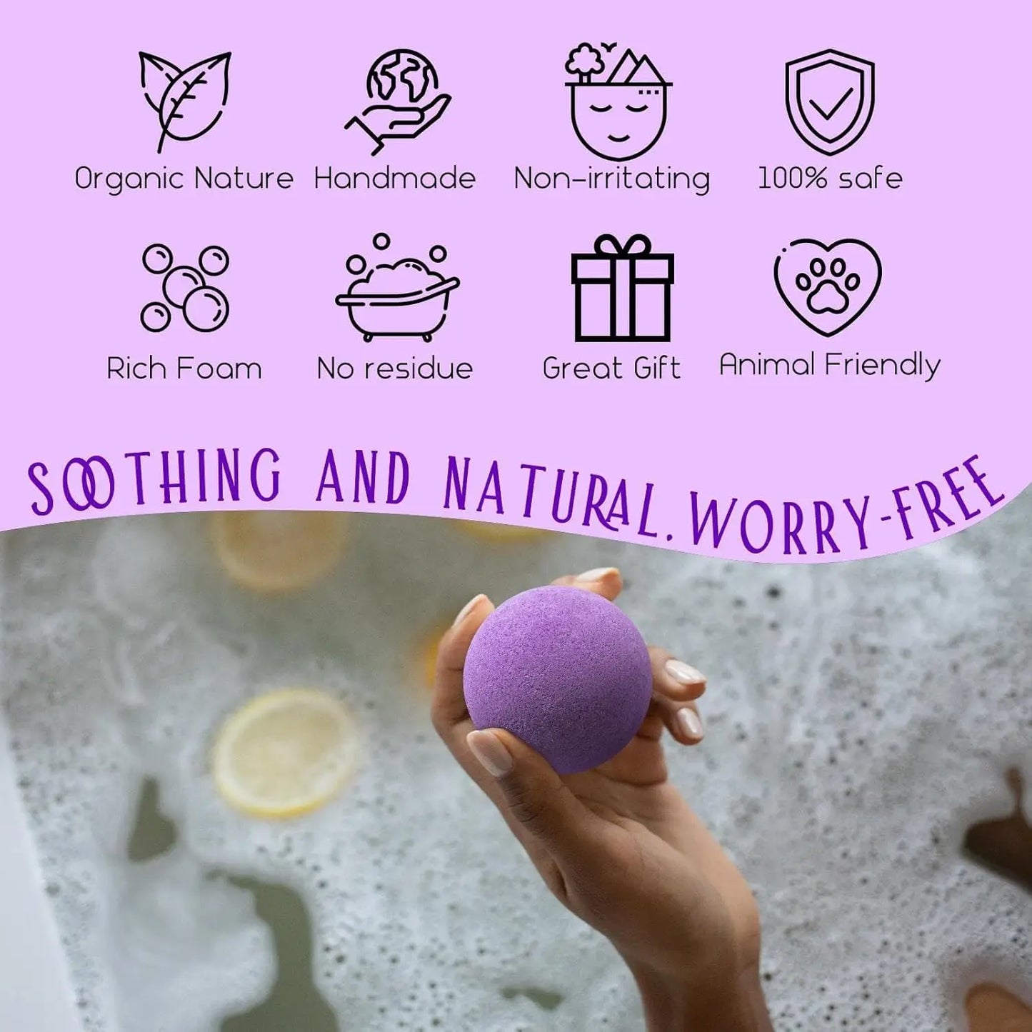Lavender Bath Bombs 4 Pack Individually Wrapped – Aromatherapy Essential Oils, Moisturizing Spa Gift Set for Women, Relaxing