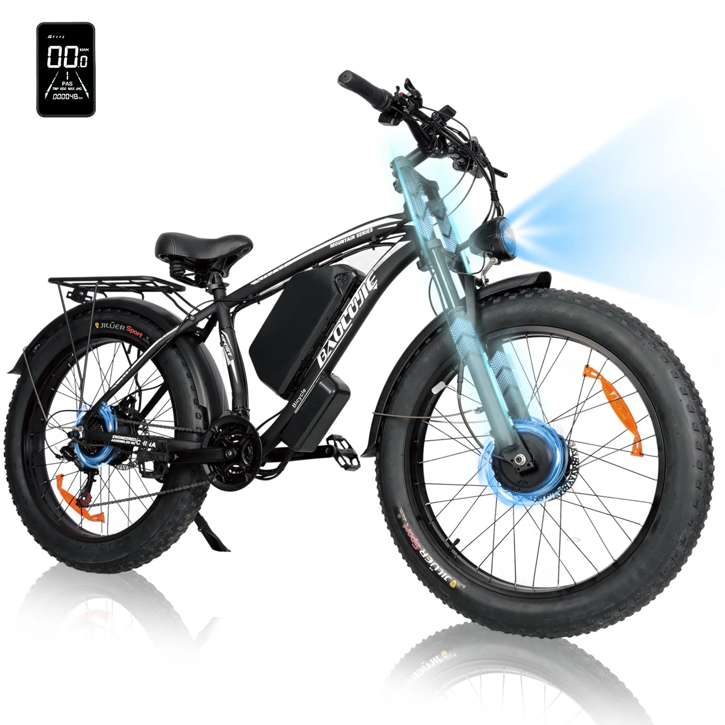 BAOLUJIE 2602 E-bike 3000W Motor 52V32AH Removable Lithium Battery Electric Bike Adult 7 Speed Electric Bicycle【1 Year Warranty】