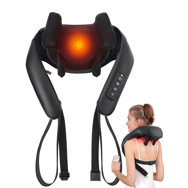MASGRE Shiatsu Back Neck Massager With Heat 3D Kneading Pillow