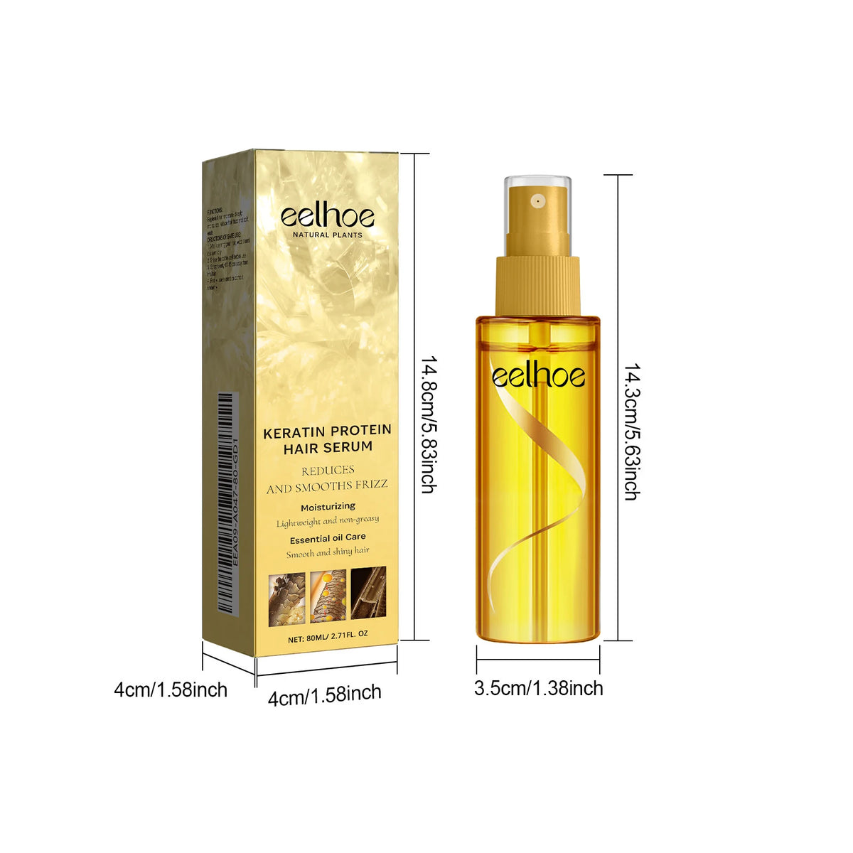 EELHOE Smoothing Hair Serum Spray Keratin Protein Correcting Molecular Repair Frizz Damaged Hair Soften Mask Beauty Health Care