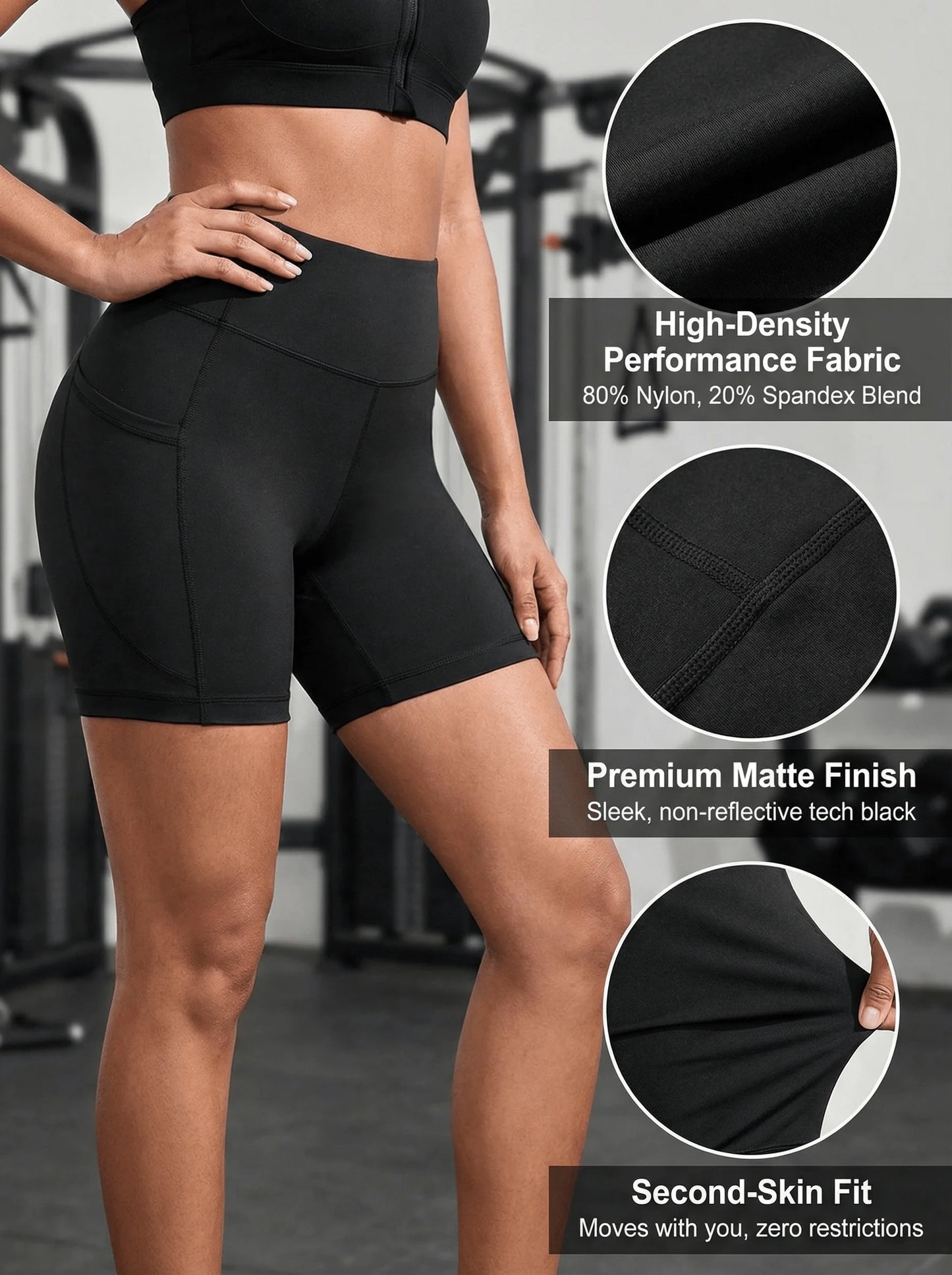 Women's High Stretch Elastic Waist Shorts With Hip Lift Pockets