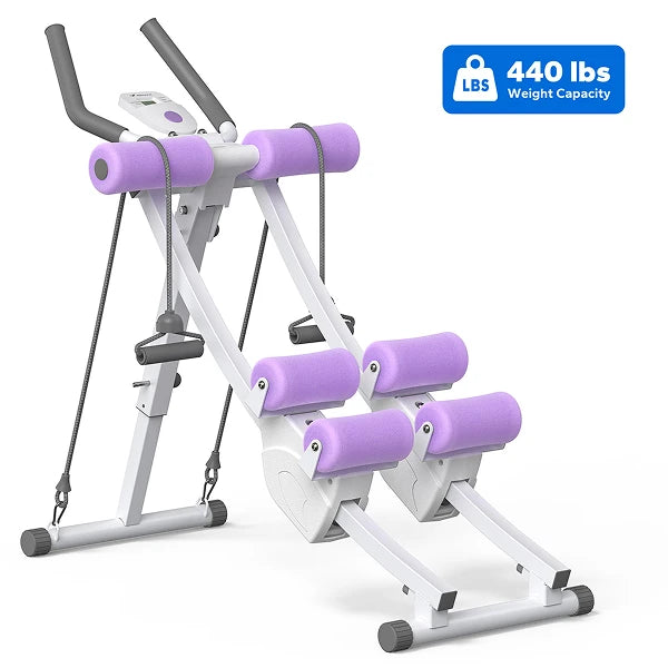 MERACH Dual Split‑Track Ab Machine Foldable Core Trainer Adjustable Core Training Workout Equipment LCD Display Max 440lbs Capacity for Home Small Space Fitness