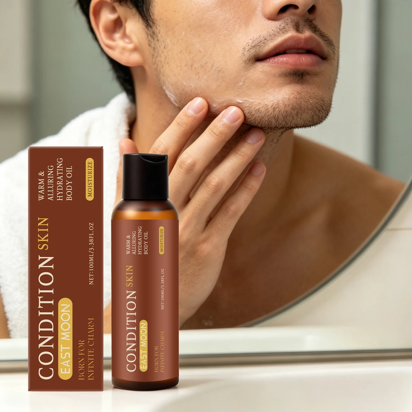 100ML Men Body Essence Oil Gentle Moisturizing Improve Skin Texture Smoothing Nourishing Pores Enhance Elasticity Lasting Fragrance Non-sticky Body Care Oil