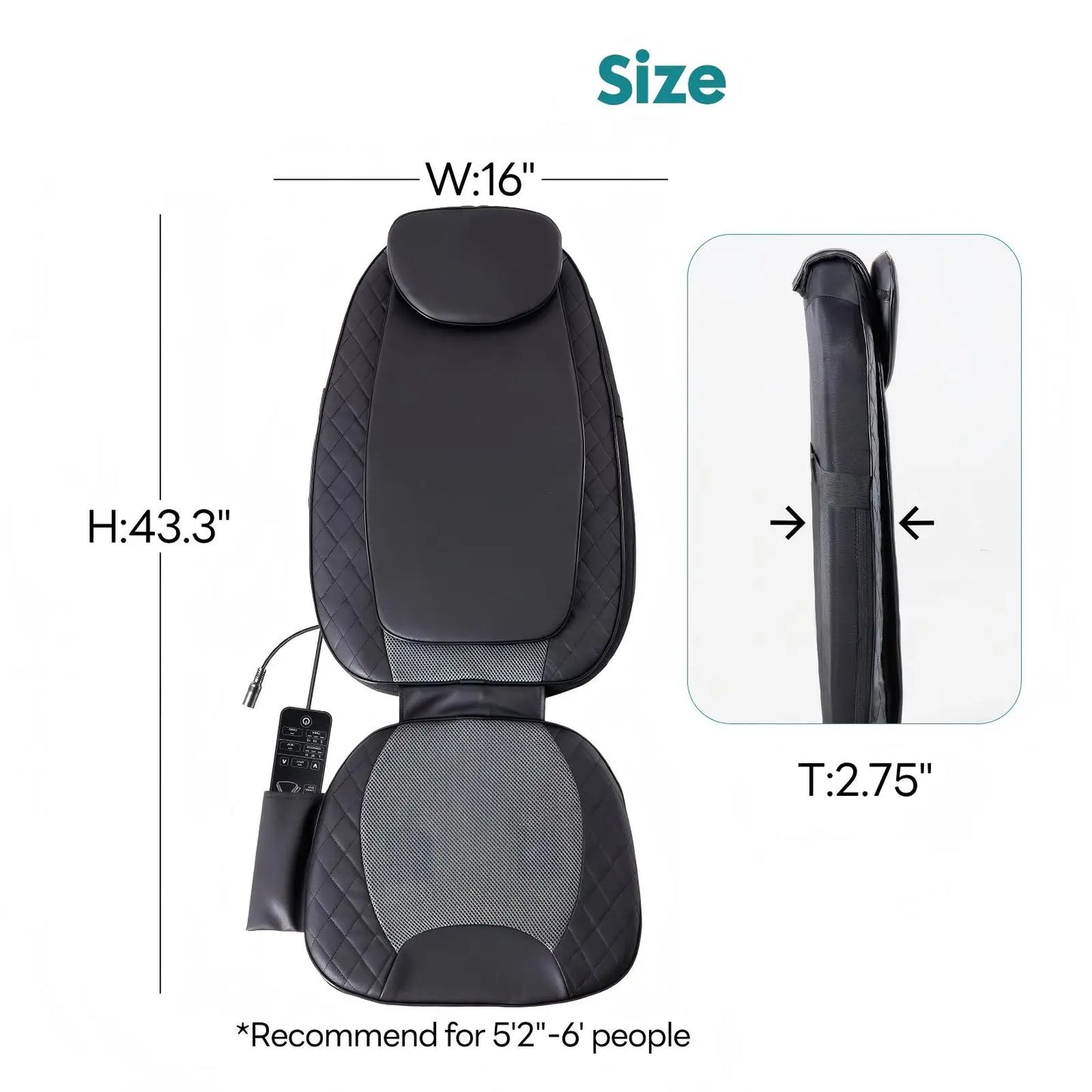 Shiatsu Back Massager Chair Pad With Heat For Deep Kneading