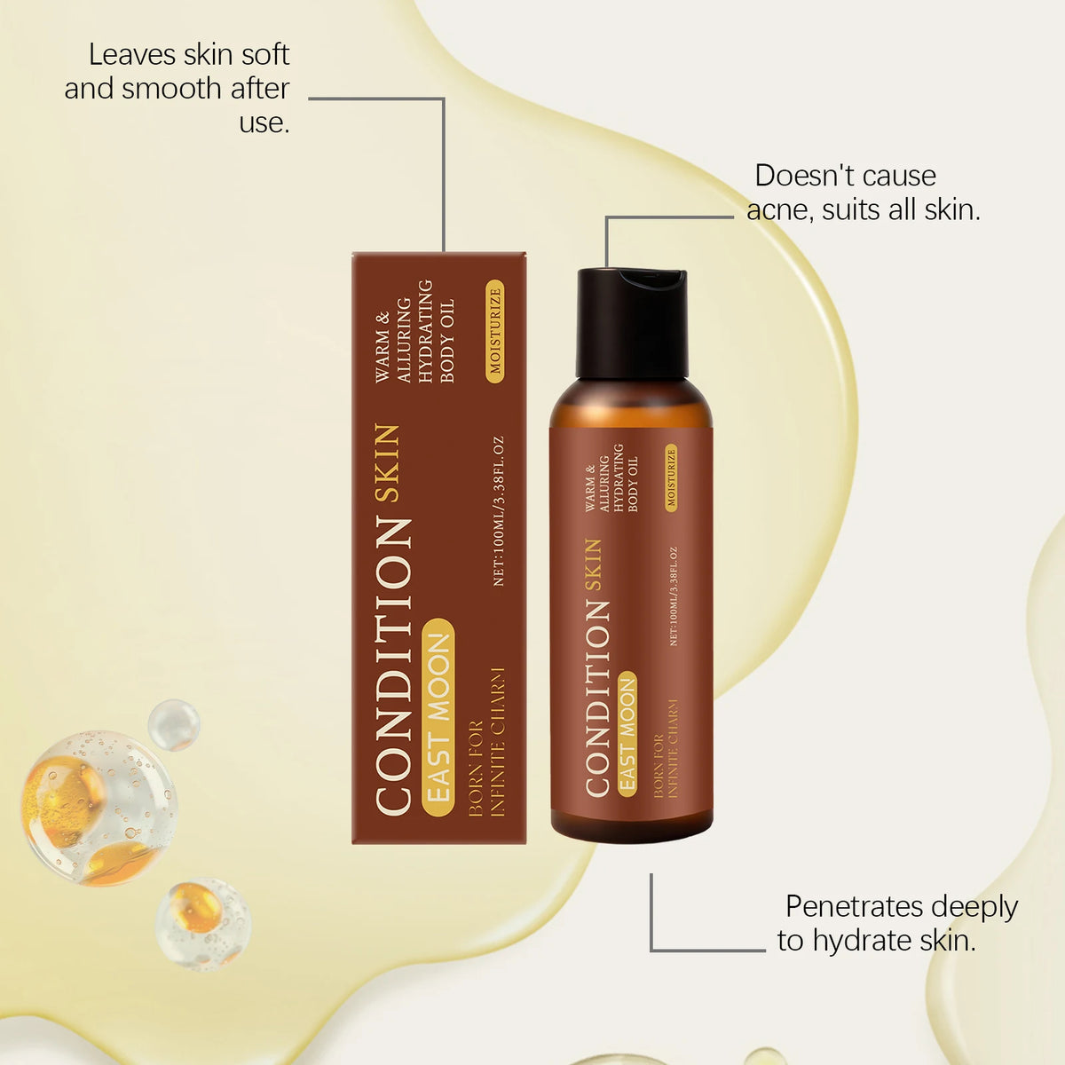 100ML Men Body Essence Oil Gentle Moisturizing Improve Skin Texture Smoothing Nourishing Pores Enhance Elasticity Lasting Fragrance Non-sticky Body Care Oil