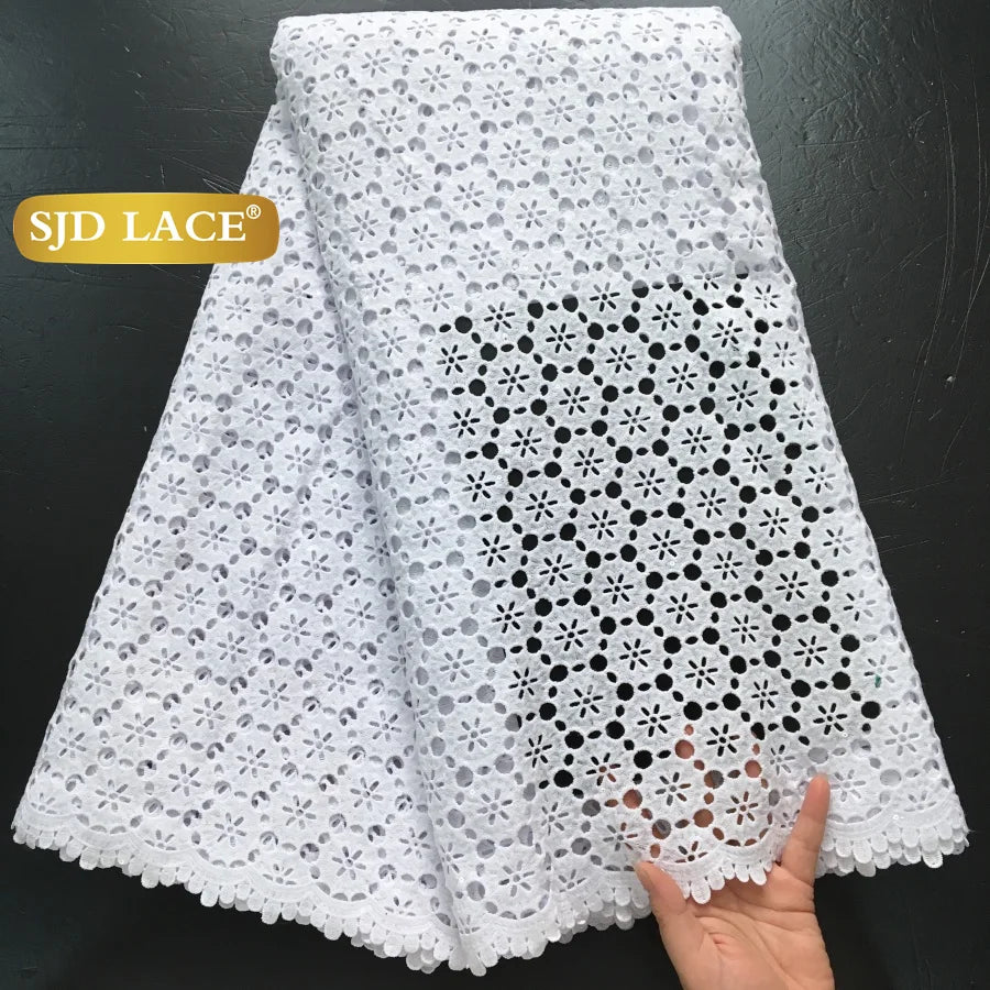 SJD Lace African Sequins Guipure Cord Lace Fabric Water Soluble