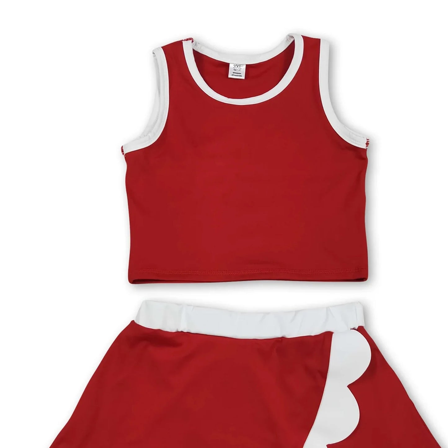 Girls Sleeveless Scallop Active Wear Set Cotton Polyester