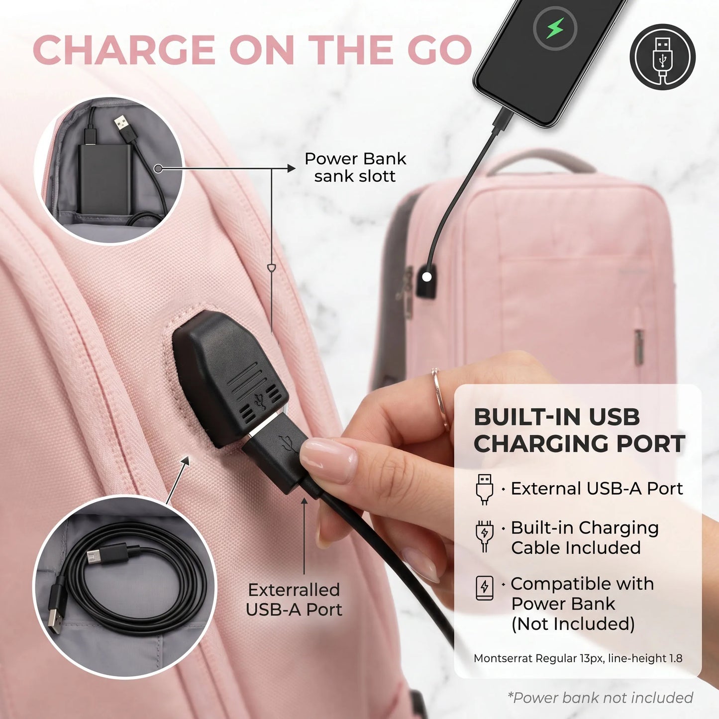 Tolife Premium Expandable Travel Backpack for Women, Large Capacity Carry‑on Laptop Backpack with USB Charging Port, Water‑Resistant Multi‑Compartment Business Weekender Bag for Work, Trip & Daily Commute