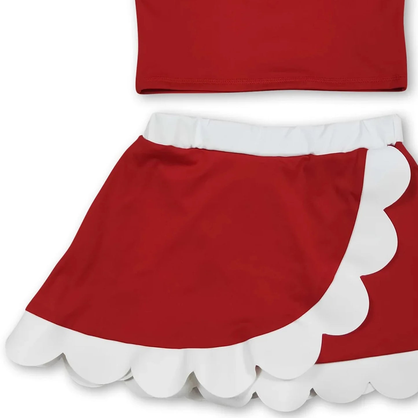 Girls Sleeveless Scallop Active Wear Set Cotton Polyester