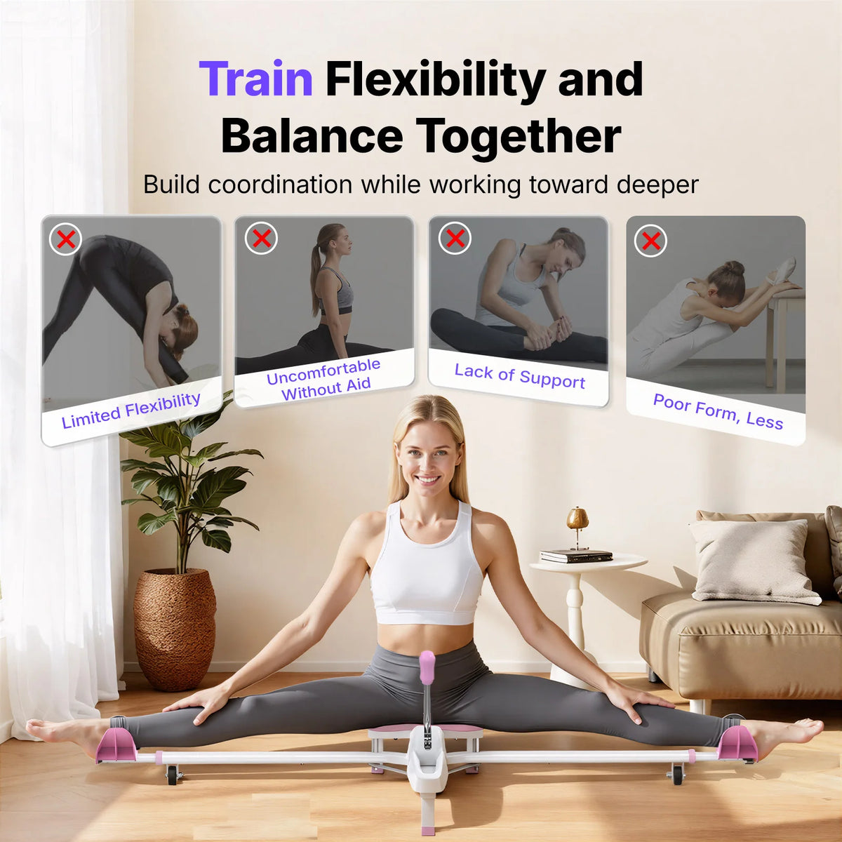 MERACH Split Machine 180° Leg Stretcher 6 Levels 300 LBS Capacity Stretching Equipment with Comfort Pad Improve Flexibility for Dance Gymnastics & Sports Home Training Gear