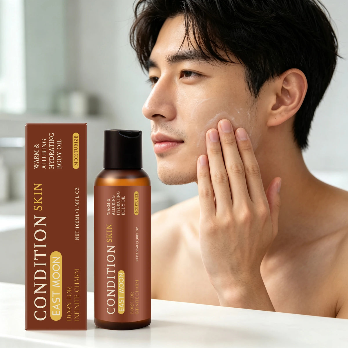 100ML Men Body Essence Oil Gentle Moisturizing Improve Skin Texture Smoothing Nourishing Pores Enhance Elasticity Lasting Fragrance Non-sticky Body Care Oil