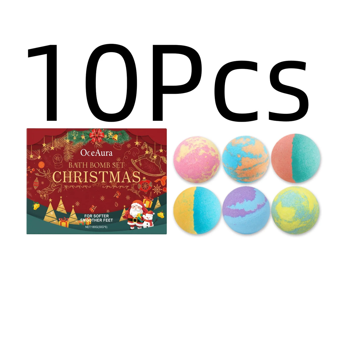 OceAura Christmas Bath Spheres Deep Nourishing Skin Gentle Removing Skin Dirt Long Lasting Fragrance Releasing Festive Bath Set