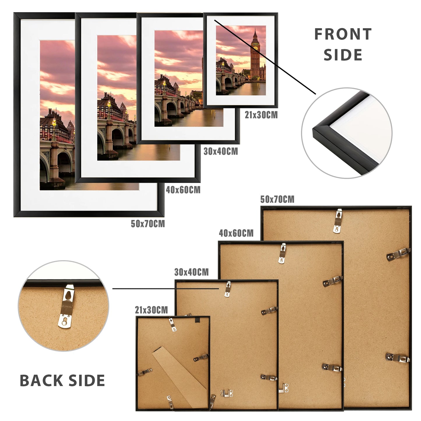 Modern Aluminum Picture Frames With Mat For Gallery Wall Decor