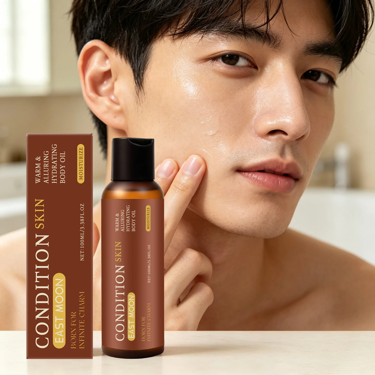 100ML Men Body Essence Oil Gentle Moisturizing Improve Skin Texture Smoothing Nourishing Pores Enhance Elasticity Lasting Fragrance Non-sticky Body Care Oil