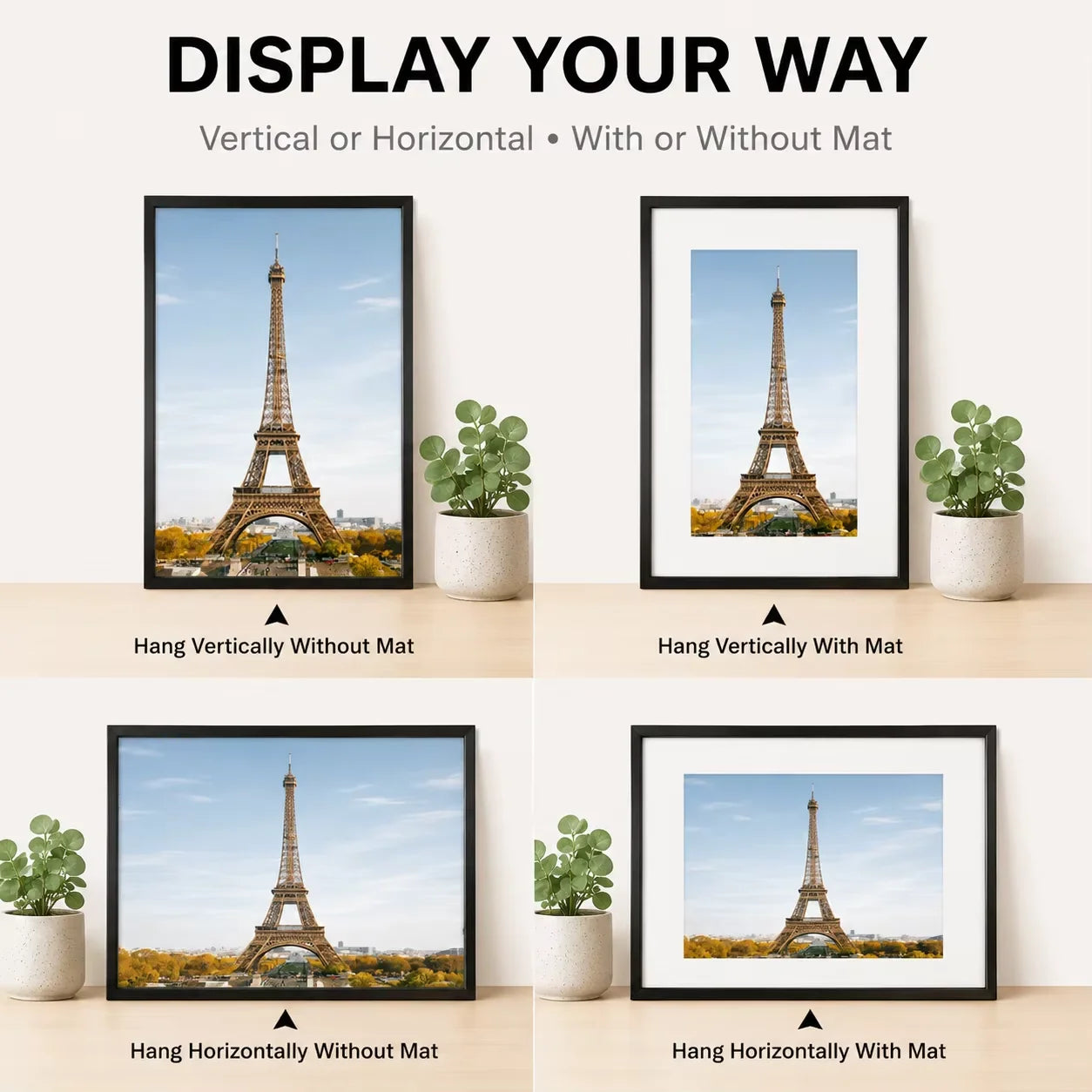 Modern Aluminum Picture Frames With Mat For Gallery Wall Decor