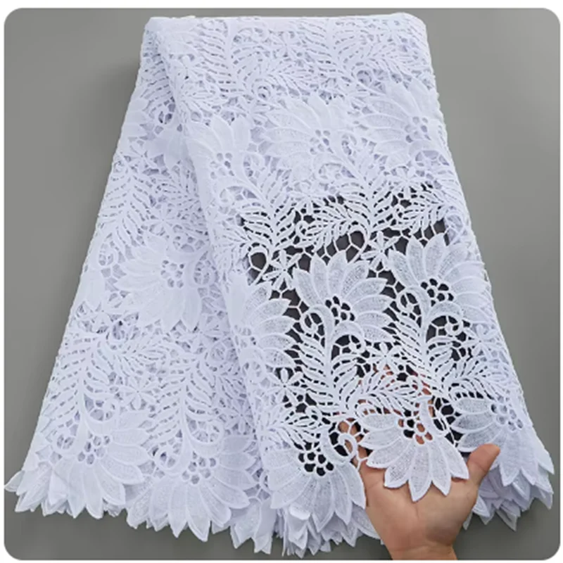 SJD Lace African Sequins Guipure Cord Lace Fabric Water Soluble
