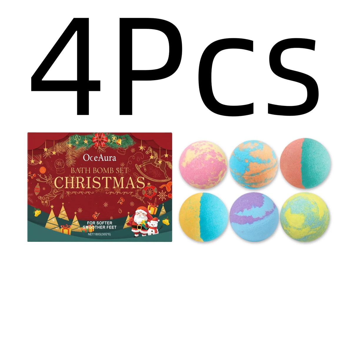 OceAura Christmas Bath Spheres Deep Nourishing Skin Gentle Removing Skin Dirt Long Lasting Fragrance Releasing Festive Bath Set