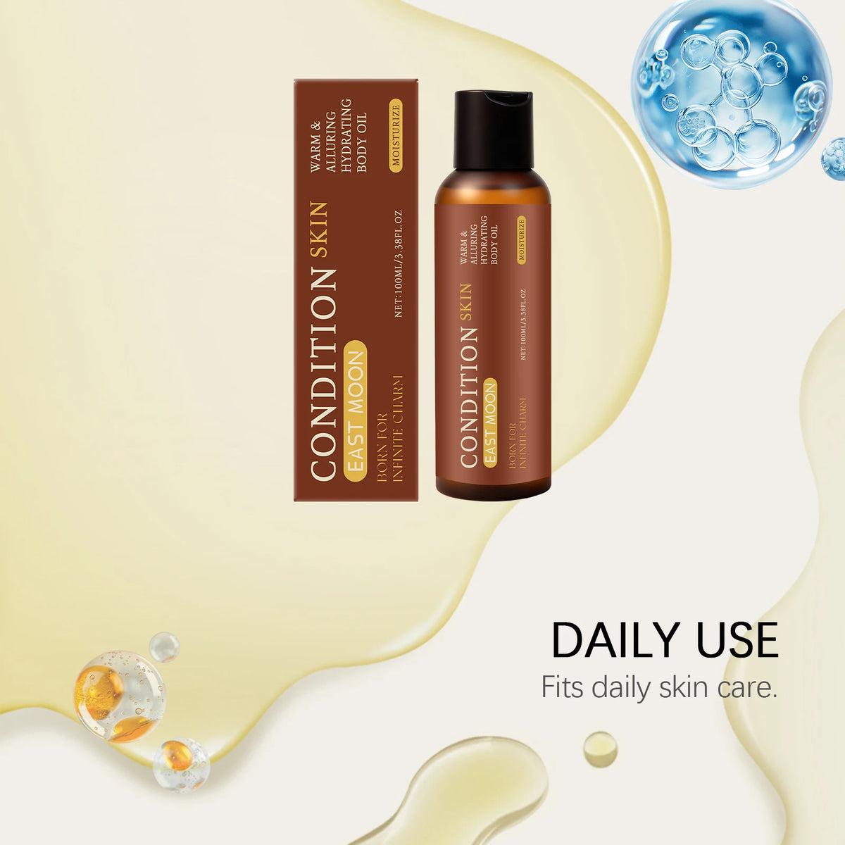 100ML Men Body Essence Oil Gentle Moisturizing Improve Skin Texture Smoothing Nourishing Pores Enhance Elasticity Lasting Fragrance Non-sticky Body Care Oil