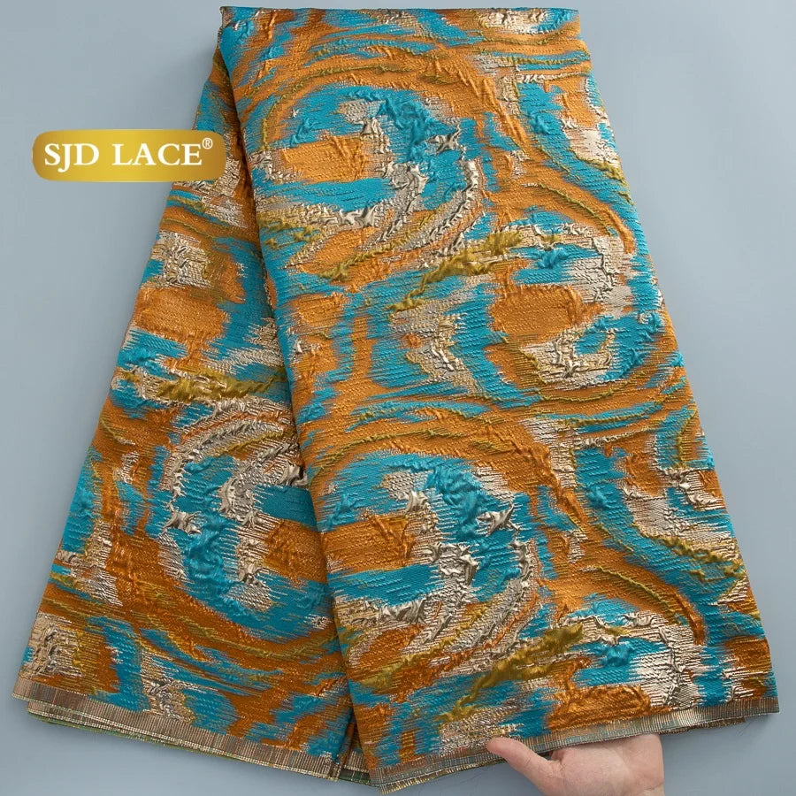 Nigerian Brocade Lace Damask Fabrics African Jacquard For Women Dresses